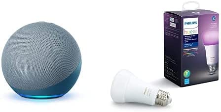 Echo (4th Gen) | Twilight Blue with Philips Hue Color Smart Bulb