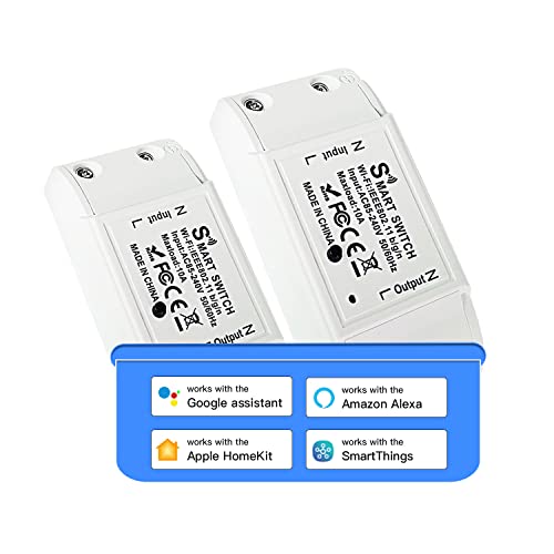 DoHome Homekit WiFi Relay Switch, Smart Relay Wireless Remote Control Light Switch Voice Control Outlet Timer Work with Apple HomeKit, Alexa and Google Assistant DIY Your Home 2 Pack