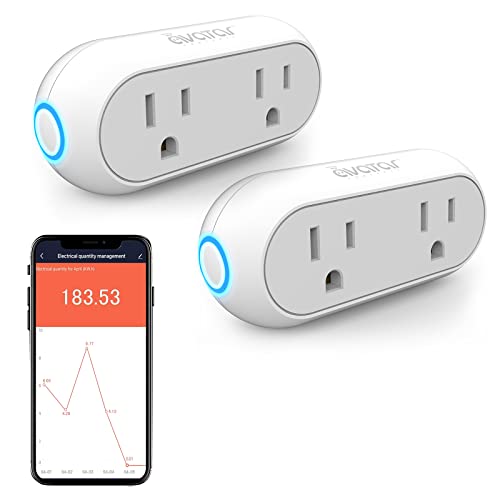 2 Pack Energy Monitor Smart Plugs, AvatarControls WiFi Smart Multi-Plug Outlet Timer Switch, Compatible with Alexa/Google Assistant/Smart Life, Remote Control ON/Off Household Appliances