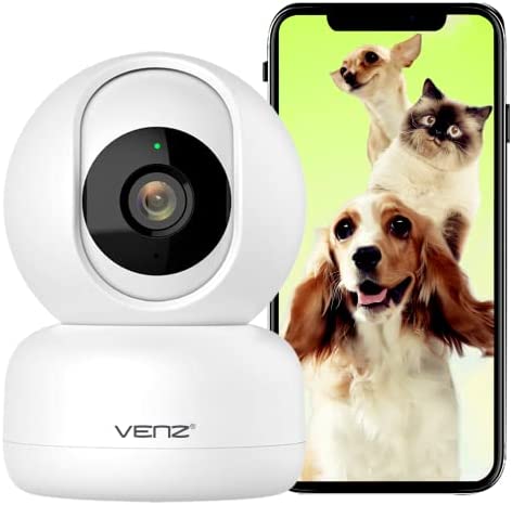 360° Dog Camera - VENZ 1080P HD Pet Camera - Smart Security Camera with Night Vision, 2-Way Audio, Motion Detection - 2.4Ghz Pet Monitor - Work with Alexa& Google