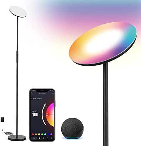 Banord Voice Enabled Smart Device and App Controlled Color Changing Floor Lamp with Music Syncing for Bedroom, Living Room, and Office