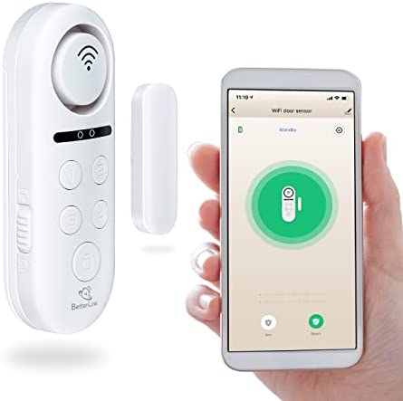 BetterLink WiFi Smart Door Window Sensor Detector, Wireless Personal Security Door Window Real-time Alarm, Home Security Door Open Contact Sensor, Compatible with Alexa and Google Assistant(1 Pack)