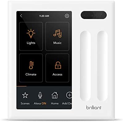 Brilliant Smart Home Control (2-Switch Panel) — Alexa Built-In & Compatible with Ring, Sonos, Hue, Google Nest, Wemo, SmartThings, Apple HomeKit — In-Wall Touchscreen Control for Lights, Music, & More