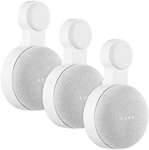 Caremoo Google Nest Mini Wall Mount Holder, Space-Saving Design Outlet Mount, Perfect Cord Management for Google Nest Mini 2nd Generation (White, 3 Pack)