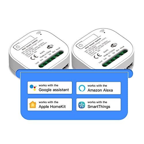 DoHome Homekit WiFi Relay Switch, Smart Relay Wireless Remote Control Light Switch Voice Control Outlet Timer Work with Siri, Alexa and Google Assistant DIY Your Home 2 Pack (Square)