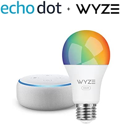 Echo Dot (3rd Gen) – Smart speaker with Alexa – Sandstone Wyze Color bulb