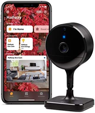 Eve Cam - Apple HomeKit Smart Home Secure Indoor Camera with Motion Sensor, Microphone, Speaker & Night Vision, App Compatibility, iPhone/iPad/Apple Watch Notifications