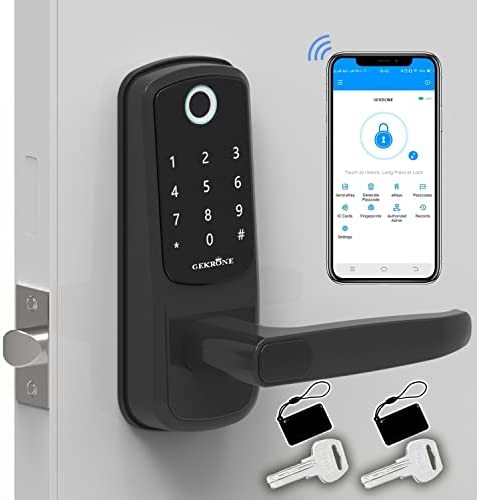 GEKRONE Smart Lock with Touchscreen, Bluetooth Electronic Deadbolt Door Lock Compatible with Fingerpint,App,Fobs,Passcodes,Keys,Alexa, Keyless Entry Keypad Lock with Handle GK-B07 (GK-B07)