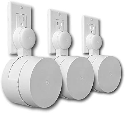 Google WiFi Outlet Holder Mount: [New 2020 – Present Version – Round Plug] The Simplest Wall Mount Holder Stand Bracket for Google WiFi Routers and Beacons – No Messy Screws! (3-Pack)