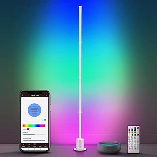 Hitonass Smart Floor Lamp, Voice Compatible with Alexa, Apple Siri and Google Home, DreamColor, Music Sync, APP Control, Scene Modes&16 Million DIY Colors LED Corner Floor Lamp for Home Decoration