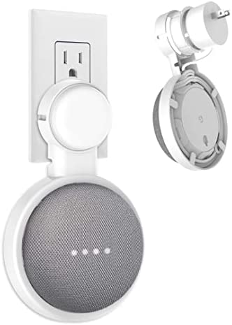 HomeMount Wall Mount for Google Home Mini or Google Nest Mini (2nd Gen),Space-Saving Outlet Holder Accessories for Google Mini Voice Assistant (White)