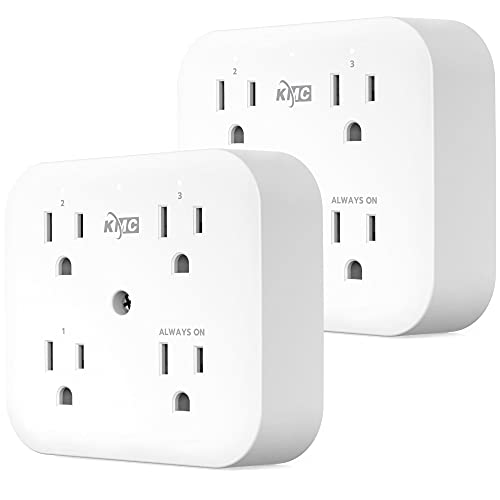 KMC Smart Tap Mini 2-Pack, 4-Outlet Wall Mounted Multiple Smart Plug Adapter, 3 Independently Controlled Wi-Fi Smart Outlets, Compatible with Alexa & Google Assistant, No Hub Required