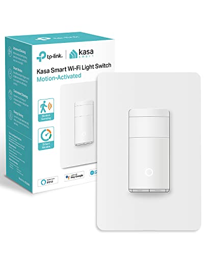 Kasa Smart WiFi Motion Sensor Switch, Single Pole, Needs Neutral Wire, 2.4GHz Wi-Fi Light Switch, Compatible with Alexa & Google Home, UL Certified, No Hub Required(KS200M),White,1-Pack