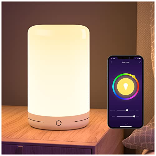 LB3 Smart Lamp, LED Bedside Touch Lamps Compatible with Alexa and Google Home, App Go_sund Control, RGB Color Changing Dimmable & Warm White Night Light for Bedroom, USB Powered