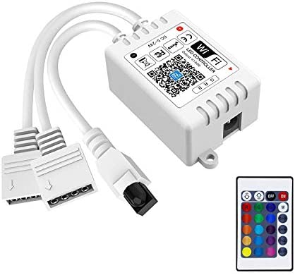 LED Smart WiFi Controller 2-Port Dual 4-Pin Output with 24-Key Remote Compatible with Alexa / Google Assistant / IFTTT for SMD 5050 3528 Color Changing LED Strip Lights