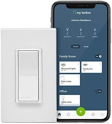 Leviton DW15S-1BZ Decora Smart Wi-Fi 15A Universal LED/Incandescent Switch, Works with Amazon Alexa, No Hub Required, 1-Pack, White