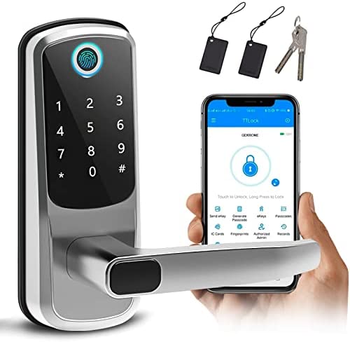 MDHAND Smart Door Lock, Keyless Entry Door Lock Compatible with Alexa & Google, Fingerprint Door Lock, 5 in 1 Smart Door Lock, Keypad Door Lock with Handle