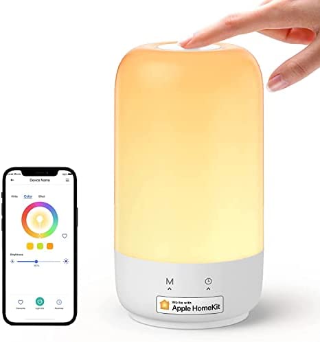 Meross Smart WiFi Table Lamp, LED Bedside Lamp Support Apple Homekit, Alexa and Google Assistant,Tunable White & Multi-Color, Nightstand Lamp for Bedroom,Touch Control, Voice and APP Control