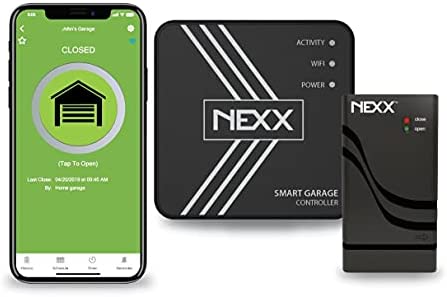 Nexx Smart Wi-Fi Controller NXG-300 – Remotely Control Existing Garage Door Opener with Nexx App, Compatible with Alexa, Google Assistant, Siri, No Hub Required, Black