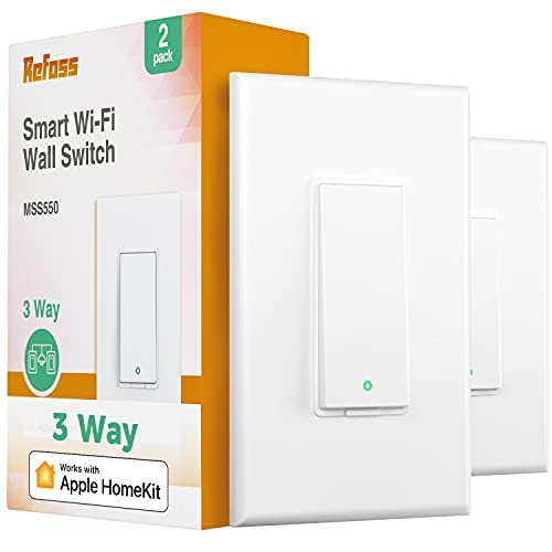 Refoss 3-Way Smart Switch, Neutral Wire Required, Compatible with Apple HomeKit, Alexa and Hey Google, Single Pole & 3-Way Light Switch, 2.4GHz Wi-Fi, Remote and Voice Control, No Hub Required, 2 Pack
