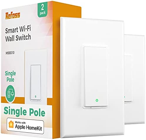Refoss Single Pole Smart Switch, Neutral Wire Required, Compatible with Apple HomeKit, Amazon Alexa and Hey Google, Remote and Voice Control, 2.4GHz Wi-Fi, No Hub Required, 2 Pack