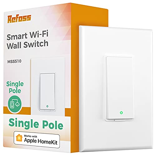 Refoss Smart Light Switch, Single Pole Smart Switch, Neutral Wire Required, Compatible with Apple HomeKit, Amazon Alexa and Hey Google, 2.4GHz Wi-Fi, Remote and Voice Control, No Hub Required, 1 Pack