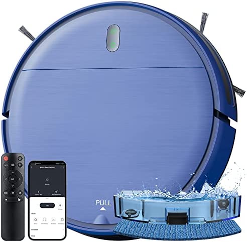 Robot Vacuum Cleaner, Robotic Vacuum and Mop Combo Compatible with Alexa/WiFi/App, Self-Charging, 230ML Water Tank for Pet Hair, Hard Floors and Low Pile Carpet (Blue)