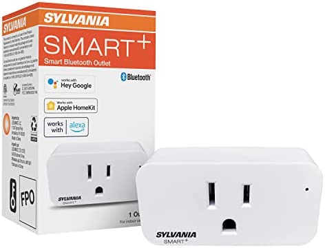 SYLVANIA SMART Bluetooth Outlet, Simple Set Up, Compatible with Alexa, Apple HomeKit, and Google Assistant, 120 Volts, 15 Amp, White, No Hub, FCC Listed - 1 Pack (75753)