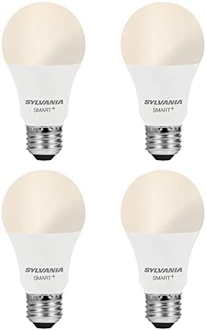 SYLVANIA Wifi LED Smart Light Bulb, 60W Equivalent Dimmable Soft White A19, Compatible with Alexa and Google Home Only - 4 Pack (75672)