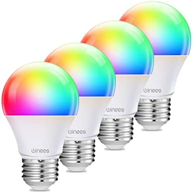 Smart Bulb, Color Changing Light Bulb, Smart WiFi Light Bulbs That Work with Alexa & Google Assistant, A19 RGBW Alexa Dimmable LED Light Bulb No Hub Required, 2.4Ghz WiFi, 4 Pack