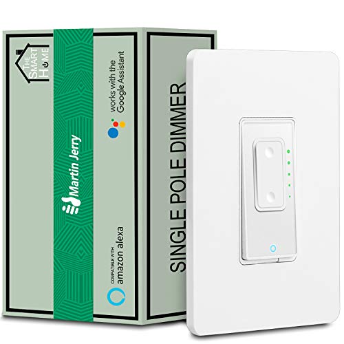 Smart Dimmer Switch by Martin Jerry | White, Supports LED, 2.4G WiFi, Voice Control via Echo & Google Home, a Neutral Wire is Necessary for Installation
