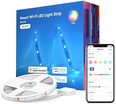 Smart LED Strip Lights Works with Apple HomeKit, 16.4ft WiFi RGB Strip, Compatible with Siri, Alexa&Google and SmartThings, App Control, Color Changing Led Strips for Home, Bedroom, Kitchen, TV, Party