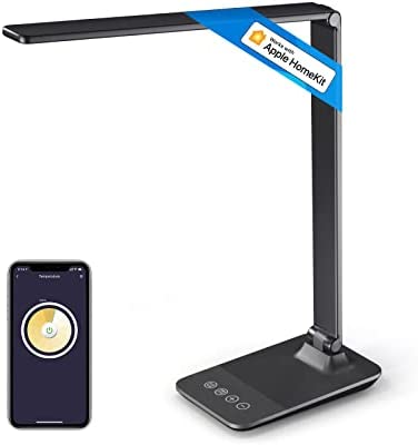 Smart Led Desk Lamp, Meross Metal WiFi Lamps Support Apple HomeKit, Alexa and Google Home, Dimmable 2800K-6000K, Timer Schedule, Remote Control, 54 Eye-Caring LEDs Foldable Light for Home Office, 10W