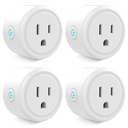 Smart Mini Plug Compatible with Alexa and Google Home, WiFi Outlet Socket Remote Control with Timer Function, Only Supports 2.4GHz Network, No Hub Required, ETL FCC Listed (4 Pack), White