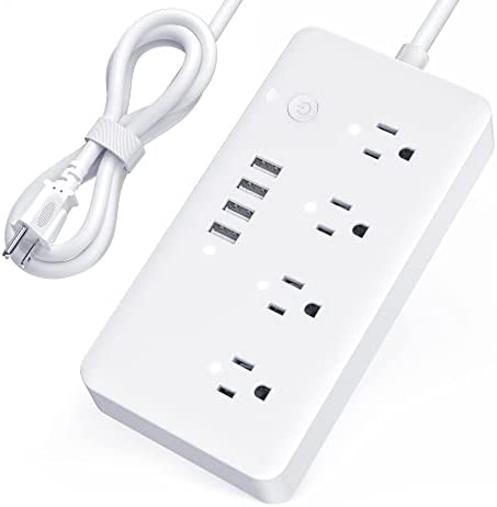 Smart Power Strip WiFi Surge Protector Power Strip That Compatible with Alexa & Google Home, 3.28ft Extension Cord 4 AC Power Outlets and 4 USB Ports Multi Plug Timer Schedule