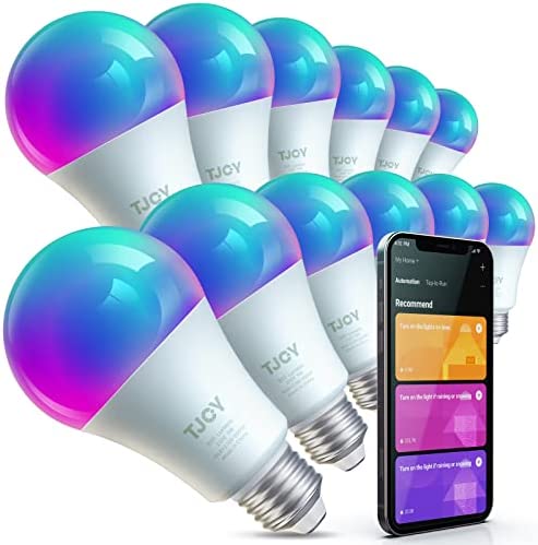 TJOY Alexa Smart Light Bulbs 12 Pack, WiFi Led Light Bulb Work with Alexa&Google Home, Dimmable RGB Color Changing 2700-6500K Smart App Control (2.4Ghz Only), A19 E26 9W (60W Equivalent) 800 Lumen