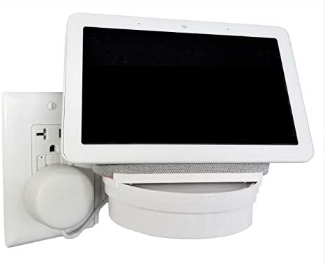The Google Home Hub Nest Hub [Gen 1 and Gen 2] Mount for Electrical Outlets. Full Swivel. Installs in Seconds. Hidden Cord Storage. Award Winning Design.