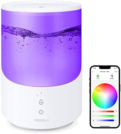 VOCOlinc HomeKit Cool Mist Humidifiers for Bedroom, 2.5L Top-fill Smart Humidifier with Multicolor Light, Quiet Ultrasonic Humidifiers for Baby & Plants, Voice Control, Compatible with Alexa Siri Google