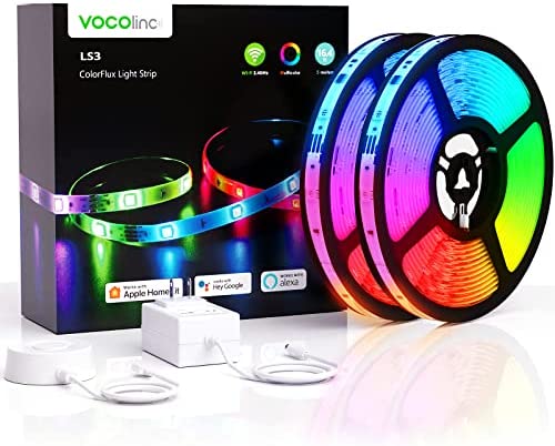 VOCOlinc Smart LED Strip Lights, 32.8ft RGB+IC Color Changing LED Strip Work with Alexa, Apple HomeKit and Google, Segmented DIY Control,Music Sync,PU Coating,Trimmable, WiFi LED Lights for Bedroom
