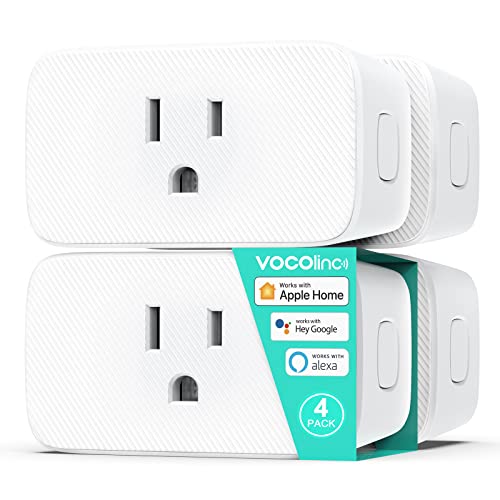 VOCOlinc Smart Plug Works with Apple Homekit, Alexa, Google Home, 2.4G WiFi Smart Outlet Devices Support Siri, Timer, No Hub Required, 15A, 4 Pack