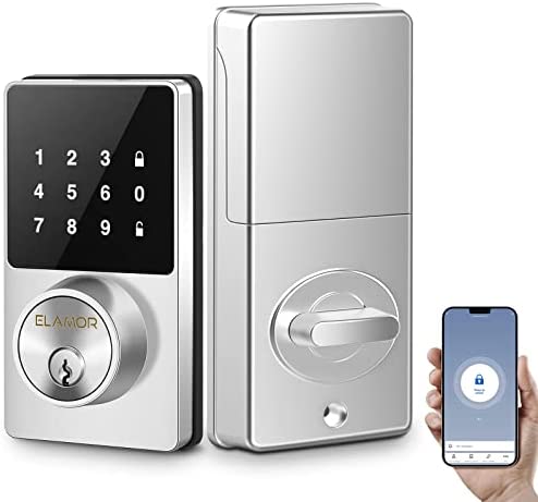 WiFi Smart Lock, Keyless Entry Door Lock with Touchscreen Keypad, Remotely Control, Easy to Install, WI-FI & Bluetooth Electronic Deadbolt Works with Alexa, Security Deadbolt Lock Idea for Front Door