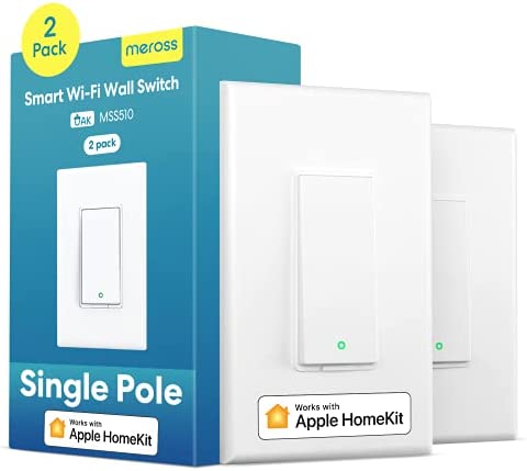 meross Smart Light Switch Supports Apple HomeKit, Siri, Alexa, Google Assistant & SmartThings, 2.4GHz Wi-Fi Light Switch, Neutral Wire Required, Single Pole, Remote Control Schedule, 2 Pack