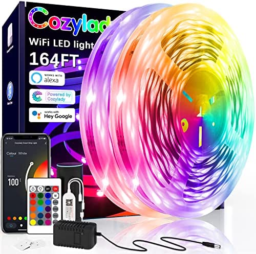 164FT WiFi LED Strip Light, Cozylady LED Light Strip Compatible with Alexa, Google Home, LED Lights for Bedroom, Kitchen