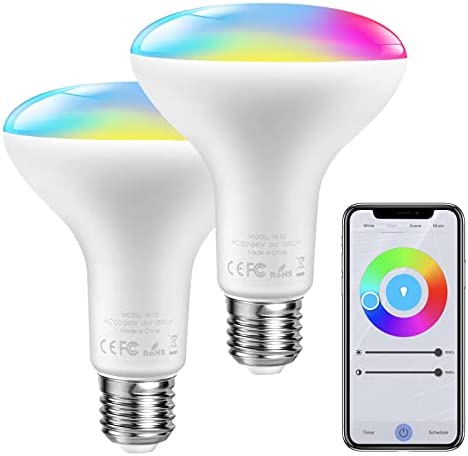 Smart Light Bulbs, RGB Color Changing Alexa Bulbs, 13W 1300LM (120W Equivalent), 2900~6000K, E26 A19 Light Bulbs with Remote App Control, Dimmable, Compatible with Alexa/ Google, 2pack