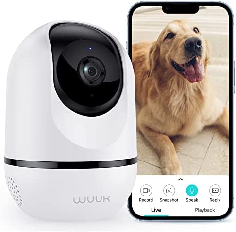 4MP Pan Tilt Cam Pro Indoor, WUUK Smart Security Camera for Baby Monitor, Wi-Fi Pet Camera for Home Security with Motion Detection & Tracking, Night Vision, 2-Way Audio, Works with Alexa & Google