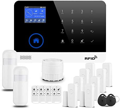 Alarm Security System, Wireless DIY Burglar Alarm 18 Piece Kit with GSM and WiFi APP Control for Home Office & Shop – Compatible with Alexa and Google Assistant
