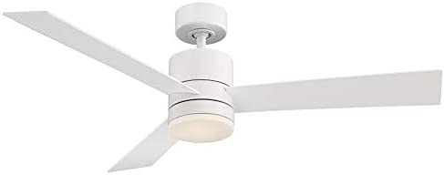 Axis Smart Indoor and Outdoor 3-Blade Ceiling Fan 52in Matte White with 3000K LED Light Kit and Remote Control works with Alexa, Google Assistant, Samsung Things, and iOS or Android App
