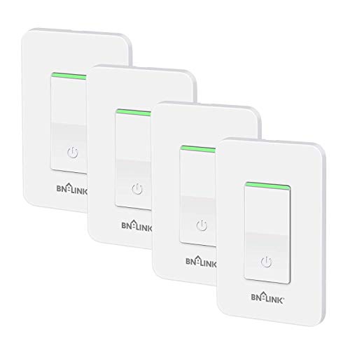 BN-LINK WiFi Smart in-Wall Light Switch, No Hub Required with Timer Function, White, Compatible with Alexa and Google Assistant, Neutral Wire Needed, 2.4 Ghz Network Only (4 Pack)
