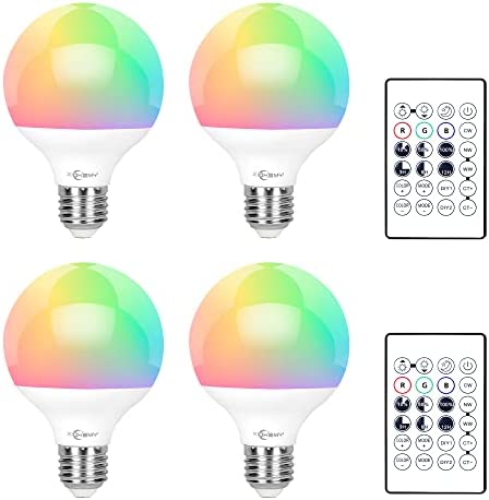 Color Changing Light Bulb, Dimmable Led Light Bulbs, Equivalent 90W, 18 Colors, 18 Kinds of Variable Light Mode, Warm White Light (2700K-6500K), CRI 90+, Remote Control Lamp, E26 Standard Base, 4PCS…
