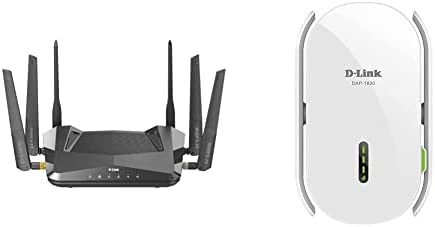 D-Link WiFi 6 Router AX5400 MU-MIMO Voice Control Compatible with Alexa & Google Assistant, & WiFi Range Extender, AC2000 Mesh Plug in Wall Signal Booster